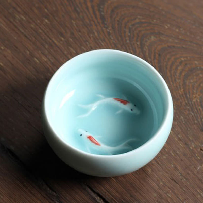 Buddha Stonesカラフルな鯉の陶器ティーカップ カンフーティーカップボウル - image 29