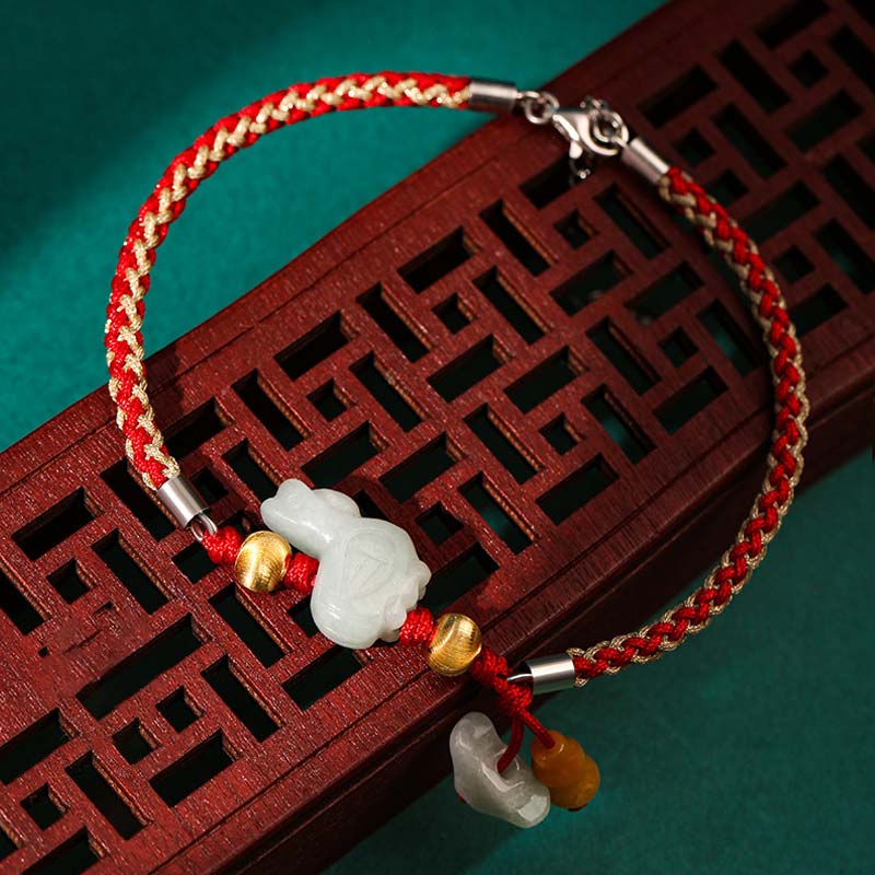 Buddha Stones中国の十二支翡翠 繁栄の赤紐のブレスレット アンクレット - 雄鶏（ブレスレット/アンクレットサイズ19.5+4cm） - image 13