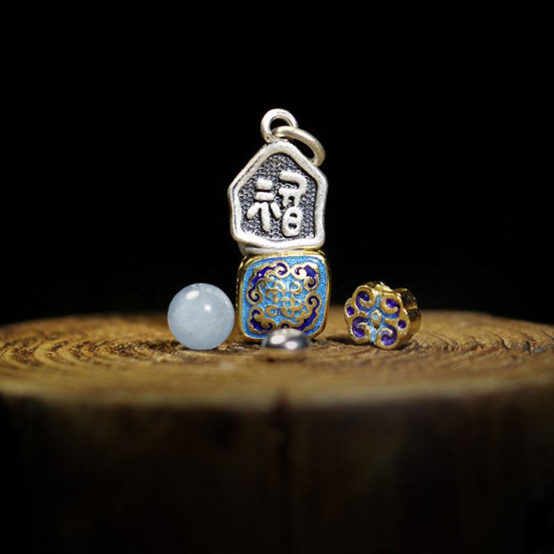 Buddha Stones925 スターリングシルバー インド産小葉 レッドサンダルウッド アクアマリン ゴールドスター 中国結び 祝福ブレスレット
