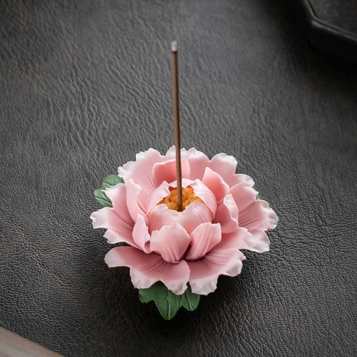 Buddha Stonesチベット蓮の祝福 陶器スティック香炉装飾