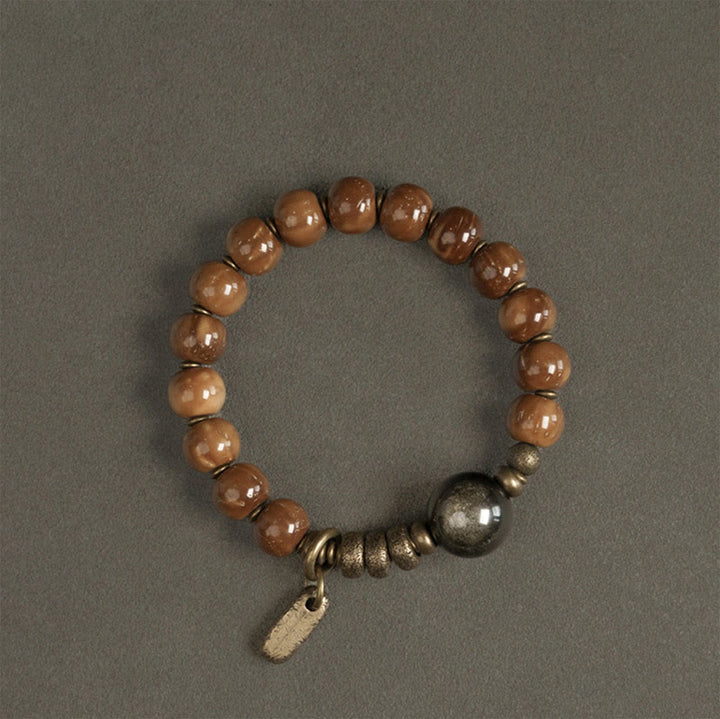 Buddha Stonesクカシード タイガーアイ ゴールドシーン オブシディアン 銅 富と幸運のブレスレット