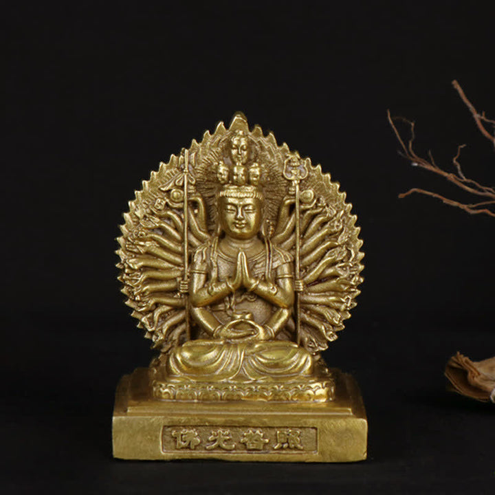 観音菩薩像 千手観音像 両面観音菩薩 守護 銅製 装飾品 - 観音菩薩のシンボル（富 ♥成就） - image 0