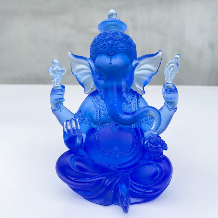 Buddha Stones手作り ガネーシャ ガンパティ 象の置物 リュウリ クリスタル アートピース 守護像 家の装飾 - ガネーシャ ブルー 11.5*9*14.5cm - image 9