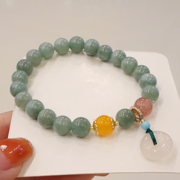 Buddha Stonesシアン翡翠 蓮の花 かぼちゃ 願い 平和バックル アメジスト クリスタル ヒーリングブレスレット