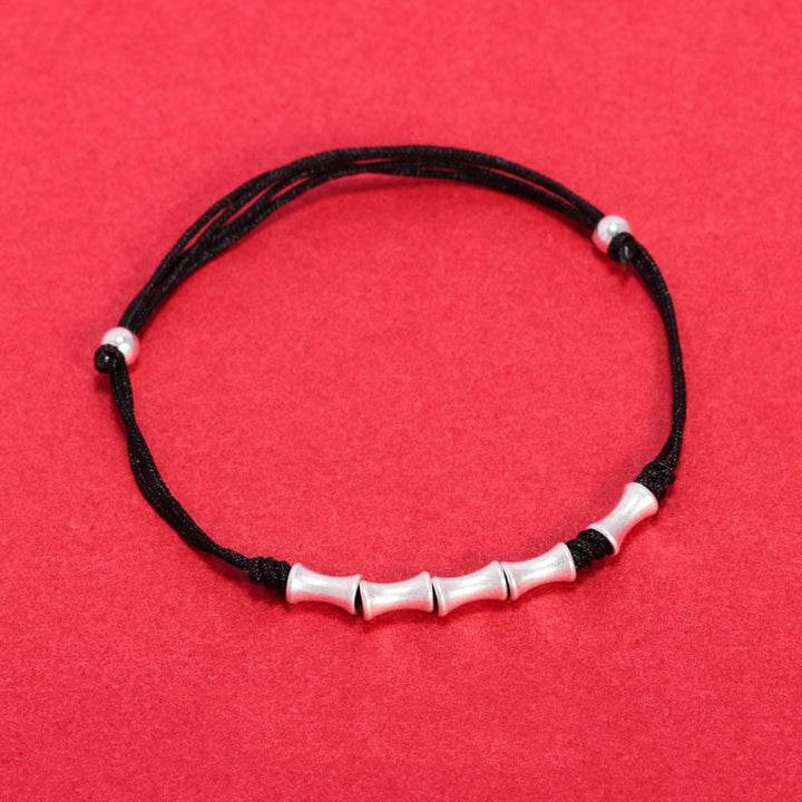 Buddha Stones925 スターリングシルバー 竹デザイン 守護幸運 編み込みブレスレット