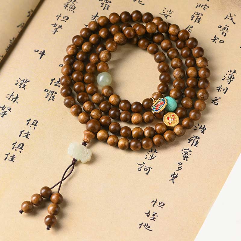 Buddha Stonesチベットローズウッド 保護 静寂 ブレスレットMala