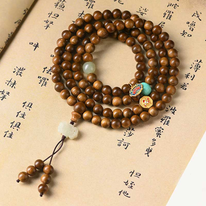 Buddha Stonesチベットローズウッド 保護 静寂 ブレスレットMala