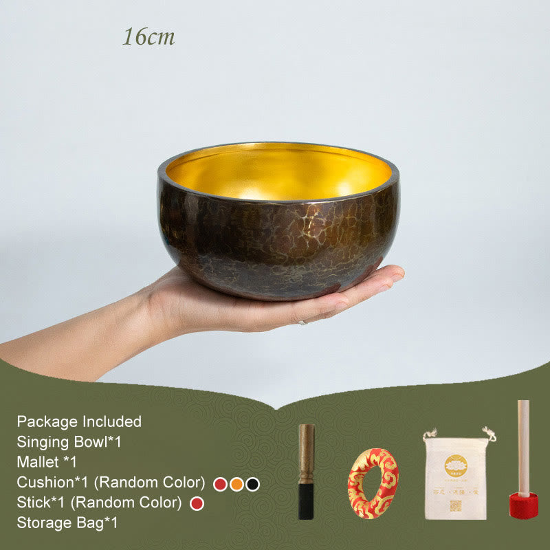 チベット瞑想用サウンドボウル 手作りヒーリングヨガマインドフルネスシンギングボウルセット - 16cm - image 2