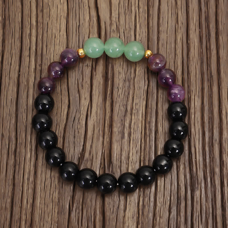 Buddha Stones 108Malaビーズ アメジスト グリーン アベンチュリン ロータス 瞑想ブレスレット