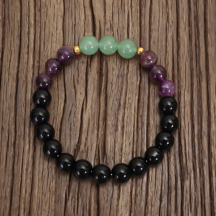Buddha Stones 108Malaビーズ アメジスト グリーン アベンチュリン ロータス 瞑想ブレスレット