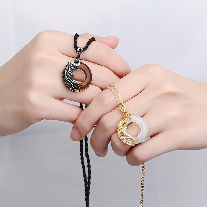 Buddha Stonesオブシディアン カルセドニー 瞑想 ラウンドペンダントネックレス - image 1