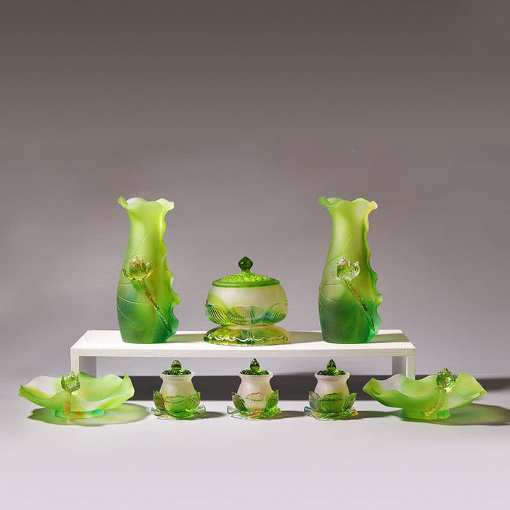 風水蓮手作りLiuliクリスタルアートピースホームオフィスの装飾品