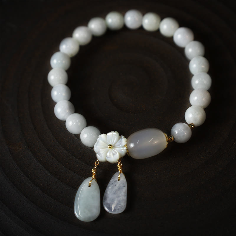 Buddha Stones 天然白翡翠 パワーストーンブレスレット 開運・浄化・癒し レディース用