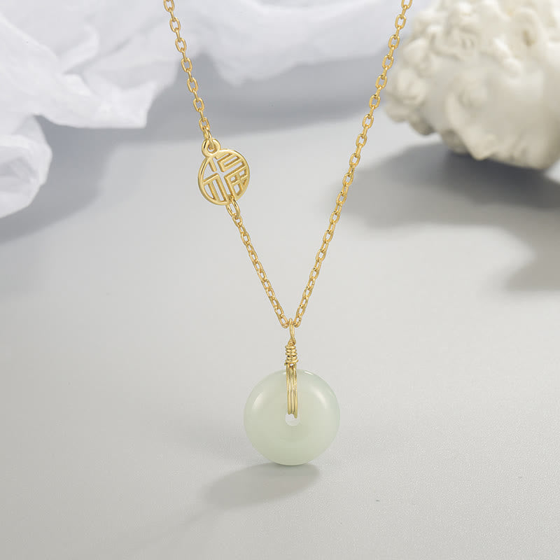 Buddha Stones翡翠フーキャラクター銅貨平和バックル豊穣ネックレスペンダント