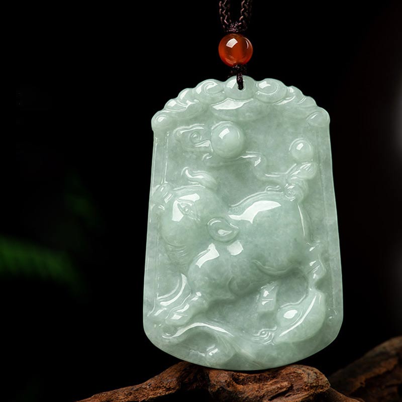 Buddha Stones天然翡翠12星座の豊穣のお守りペンダントネックレス