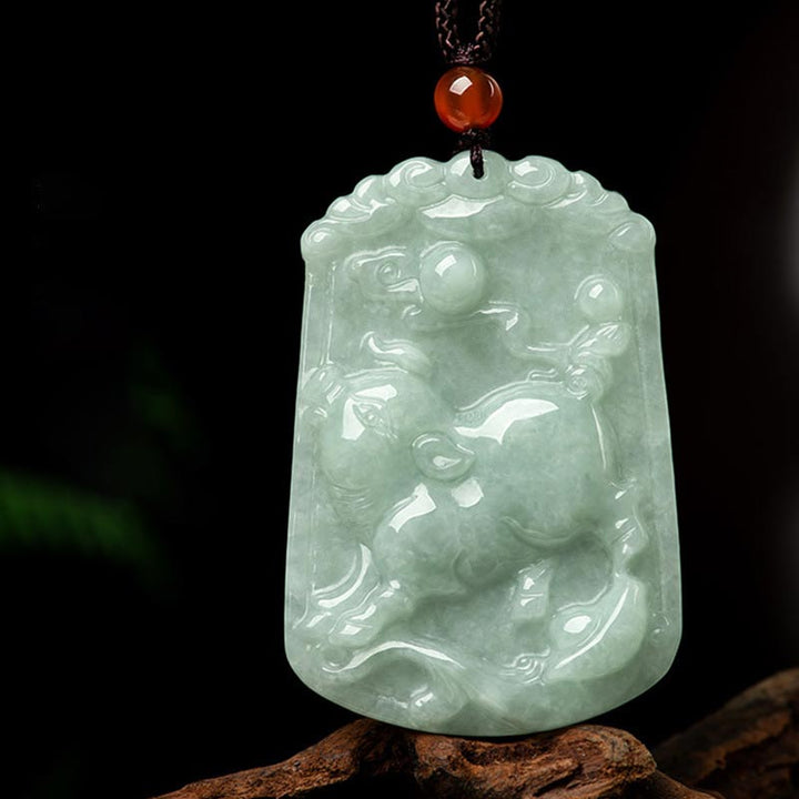 Buddha Stones天然翡翠12星座の豊穣のお守りペンダントネックレス