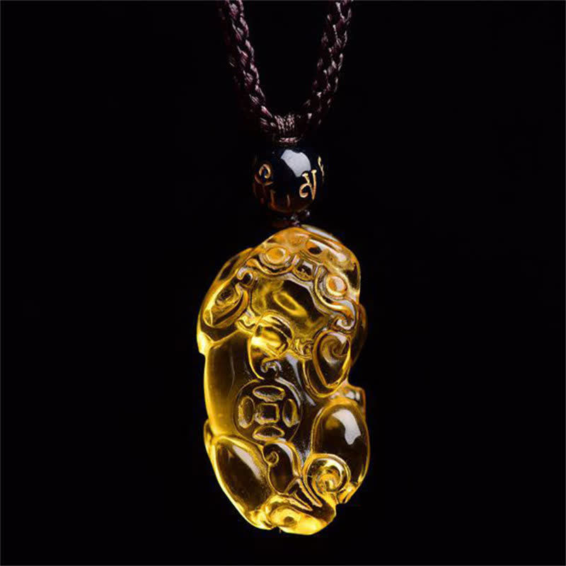 Buddha Stones風水シトリン貔貅富ネックレスペンダント - image 6