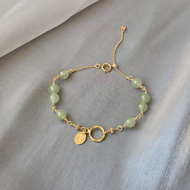 Buddha Stonesユニークな天然和田翡翠 14K 金張り 幸運のビーズブレスレット
