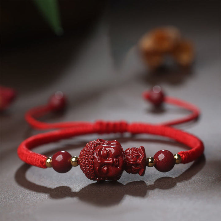 Buddha Stones十二支誕生仏辰砂 お守り 祝福 紐 ブレスレット