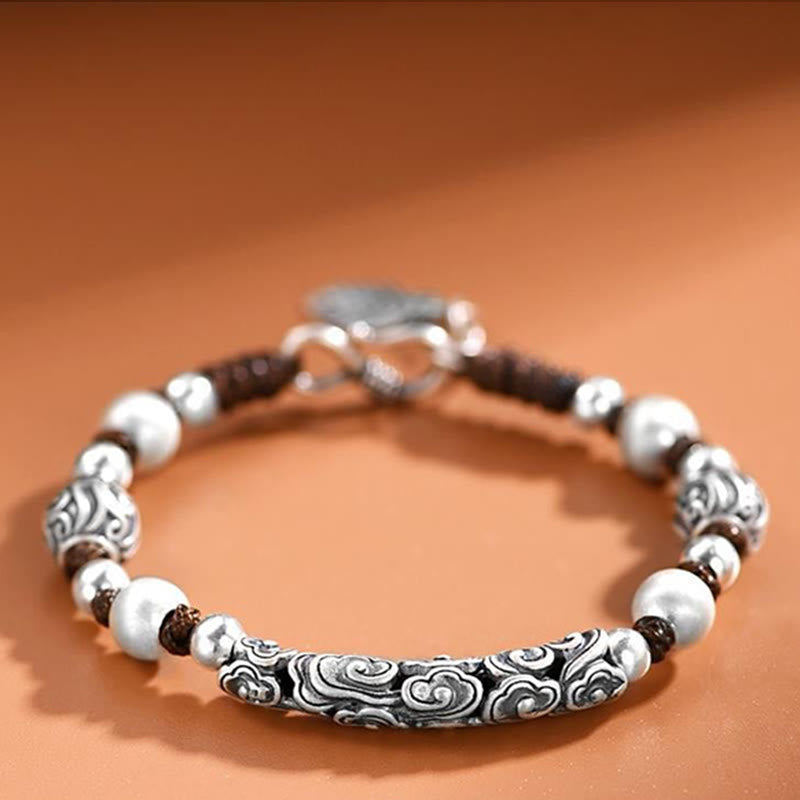 Buddha Stonesチベット ハンドメイド 銅製 999 スターリングシルバー 縁起の良い雲 富の紐ブレスレット - image 6