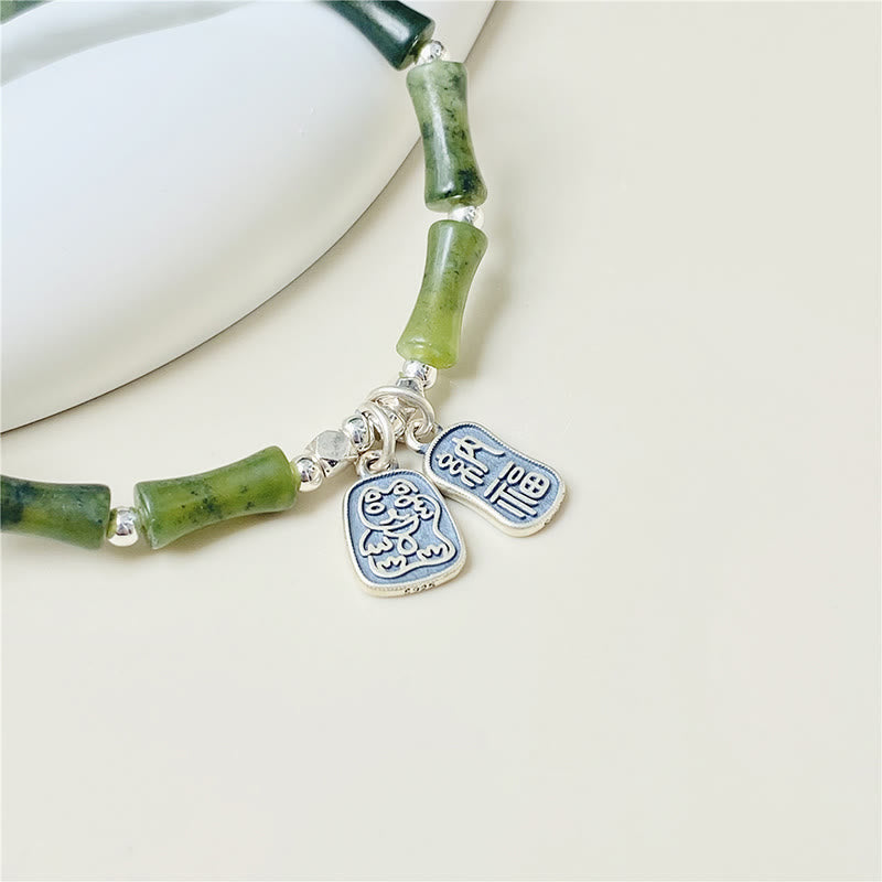 Buddha Stones925 スターリングシルバー 竹翡翠 幸運の猫福キャラクター 幸運の豊かさのブレスレット - image 3