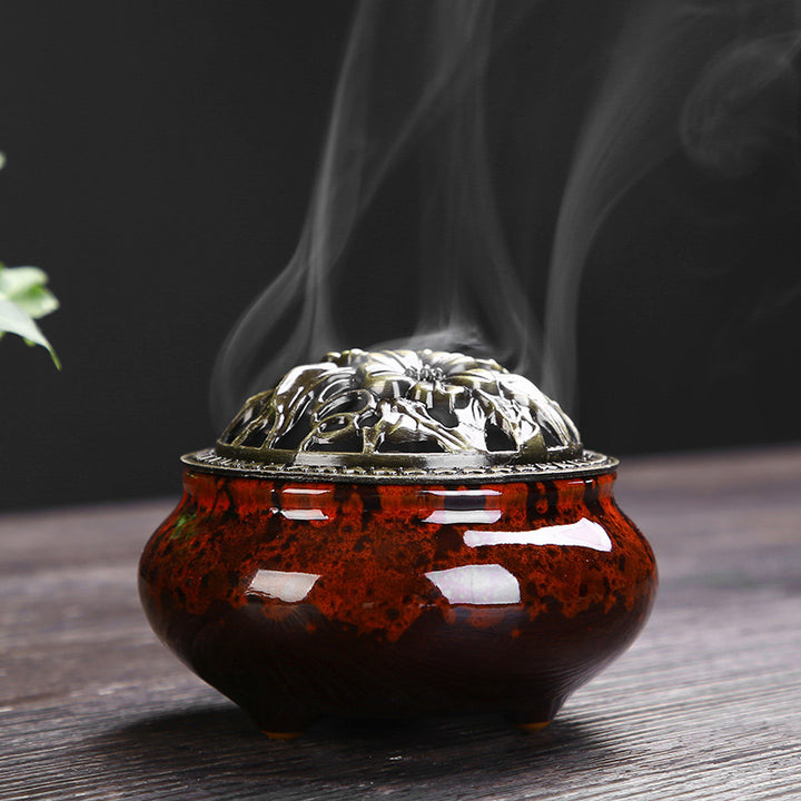 Buddha Stones柄 陶器 祝福 瞑想 香炉 装飾