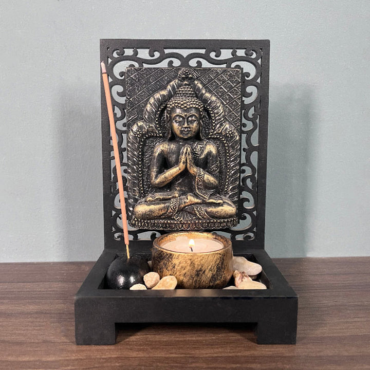 Buddha Stones仏陀の慈悲 静寂 家庭用樹脂製 祈り 祭壇装飾