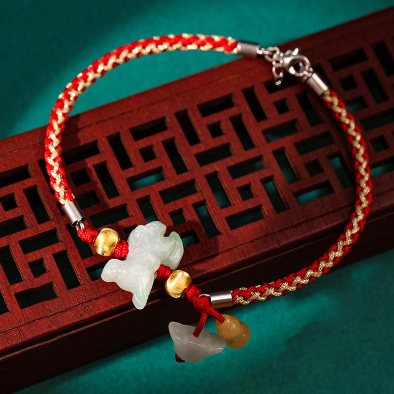 Buddha Stones中国の十二支翡翠 繁栄の赤紐のブレスレット アンクレット - 馬（ブレスレット/アンクレットサイズ19.5+4cm） - image 10