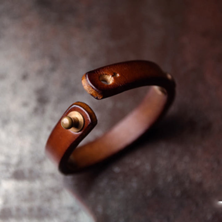 Buddha Stonesヴィンテージ ハンドメイド テクスチャ 銅 真鍮 レザー開運財運ブレスレットバングル