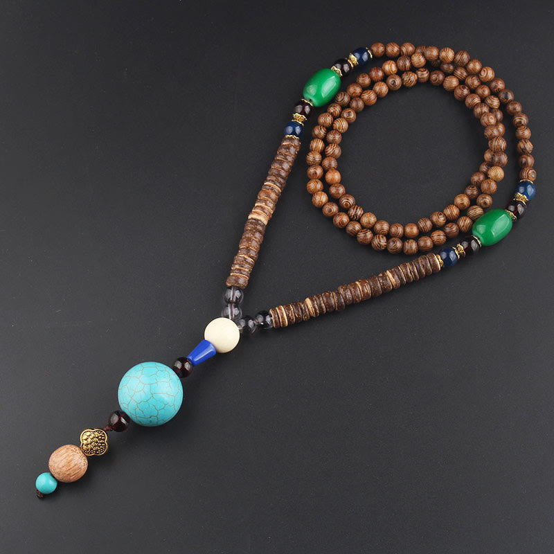 Buddha Stonesチベット ウェンジウッド 菩提樹 シードアゲート バランス ピース ネックレス ペンダント