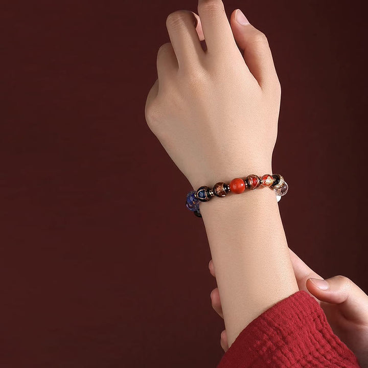 Buddha Stonesチベット カラフル 香灰 リュウリ ガラスビーズOm Mani Padme Humドルジェヴァジュラ 18ビーズ リストMala
