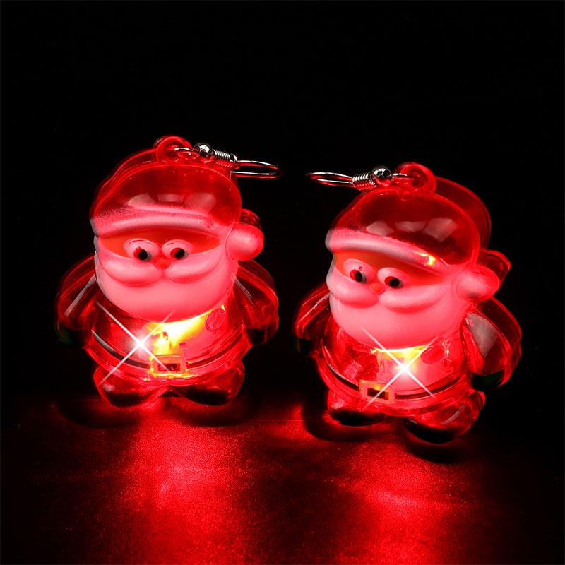 LEDクリスマスサンタクロースツリーエルク光るイヤリング