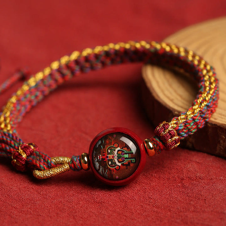 Buddha Stonesのカラフルなロープの辰砂タンカの祝福編みブレスレット