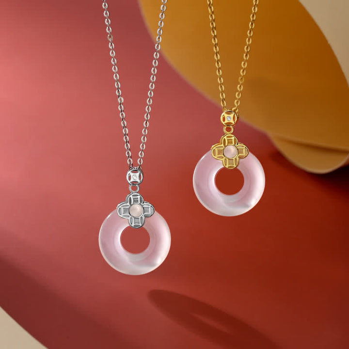 Buddha Stones925スターリングシルバー カルセドニー コインピースバックル ポジティブネックレスペンダント