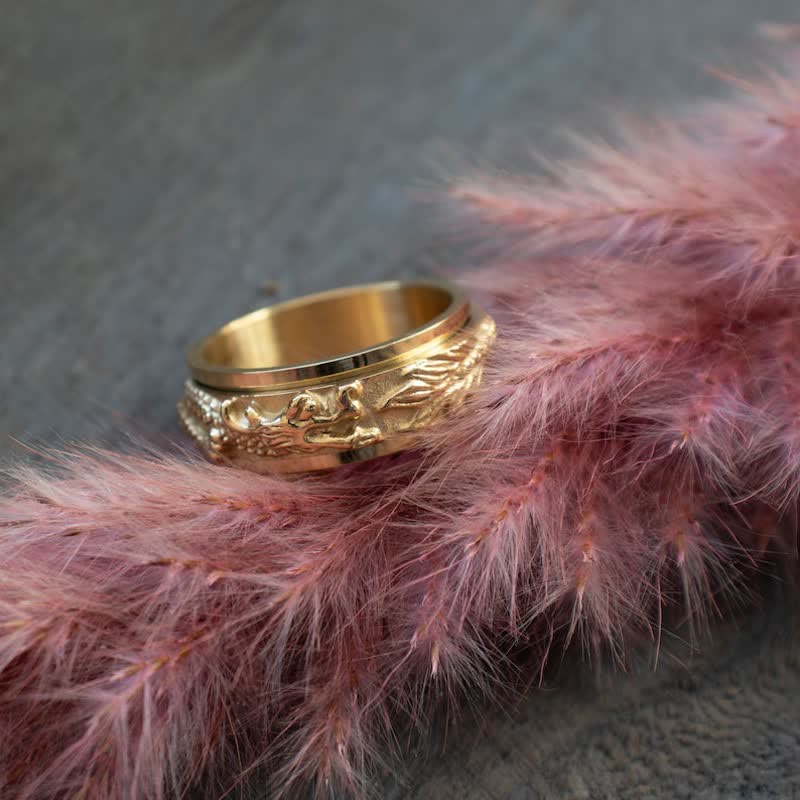 Buddha Stones ドラゴンチタン鋼刺激回転リング - image 10