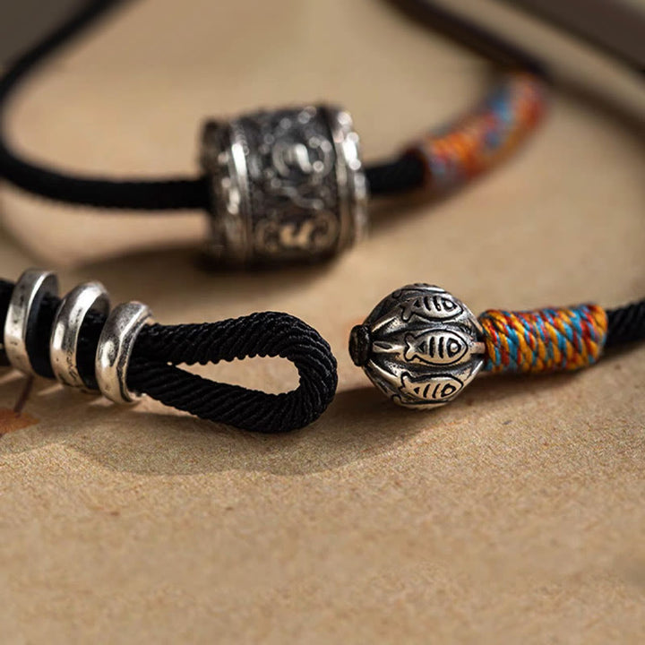 Buddha Stonesチベットのオーム・マニ・パドメ・フム彫刻お守りダブルラップブレスレット