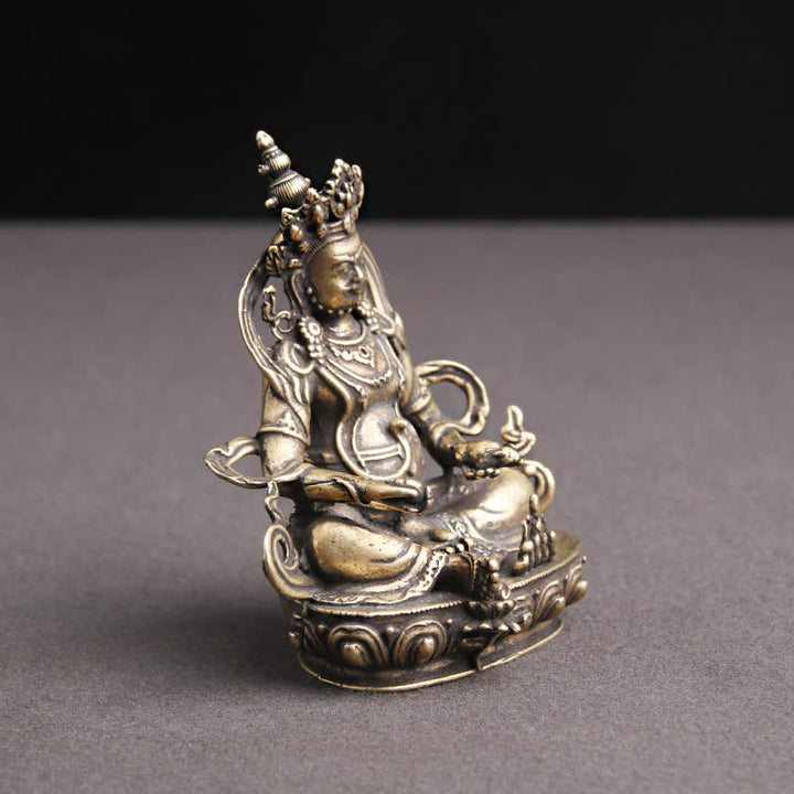 Buddha Stones黄色 ジャンバラ菩薩像 静寂の銅像 装飾