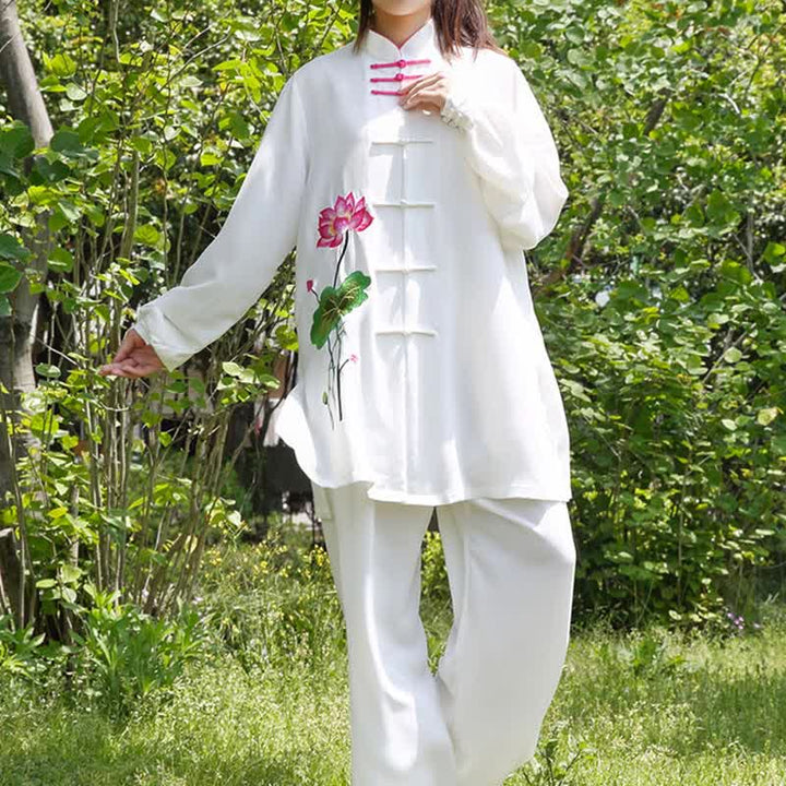 Buddha Stones蓮の花 葉模様 太極拳 瞑想 祈り スピリチュアル 禅 練習 服 レディース セット - image 8