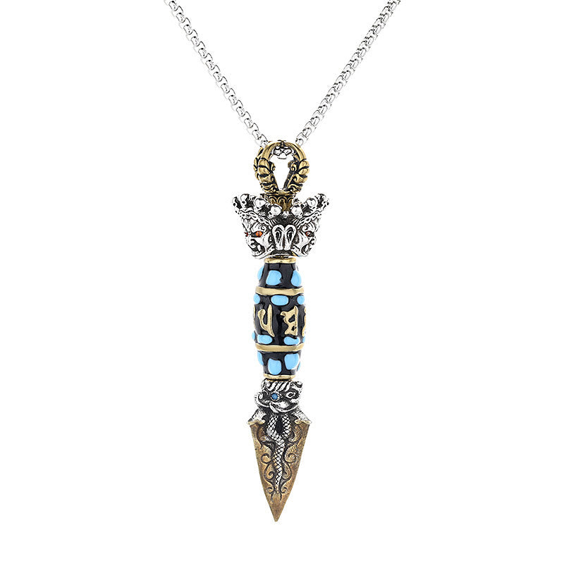 Buddha Stonesチベットオーム・マニ・パドメ・フムムジビーズ ドルジェ ヴァジュラ柄 富 回転ネックレスペンダント - image 6