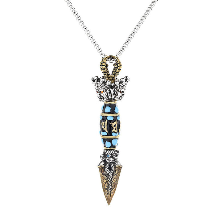 Buddha Stonesチベットオーム・マニ・パドメ・フムムジビーズ ドルジェ ヴァジュラ柄 富 回転ネックレスペンダント - image 6