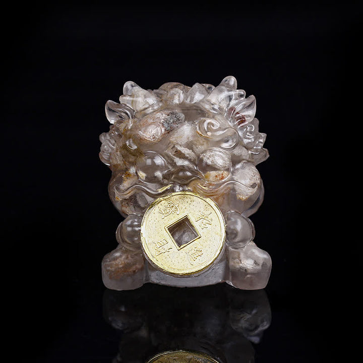 Buddha Stones手作り かわいい 貔貅 金貨 クリスタル 風水 エネルギー 富幸運繁栄家の装飾 - ホワイトファントム - image 17