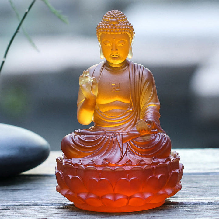 Buddha Stones手作り 釈迦牟尼仏 瑠璃水晶アート作品 慈悲の像 自宅 オフィス 供物 装飾