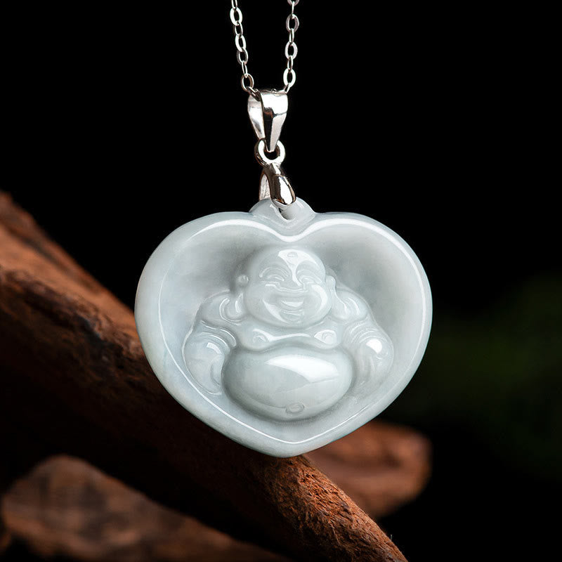 Buddha Stones925スターリングシルバー 笑う仏陀 白翡翠 幸運の祝福ネックレスペンダント - image 6