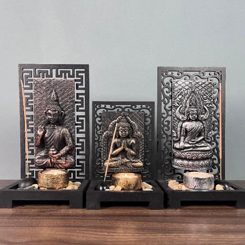 Buddha Stones仏陀の慈悲 静寂 家庭用樹脂製 祈り 祭壇装飾