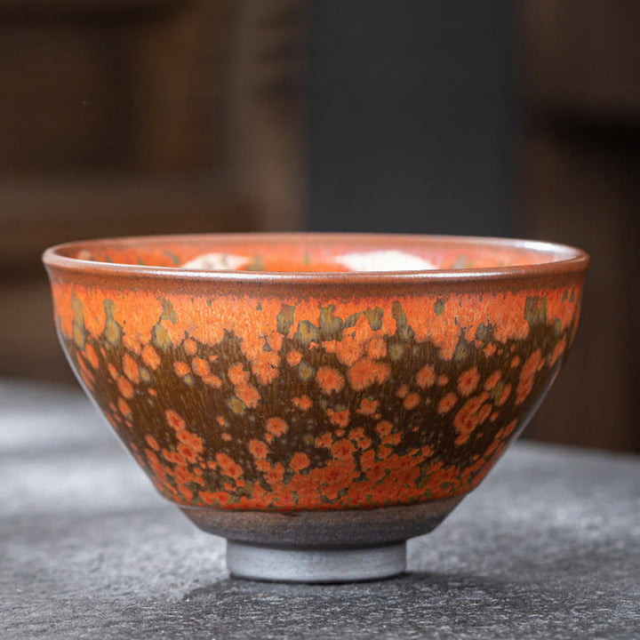Buddha Stonesの花が咲く模様の中国建展窯変陶器ティーカップカンフーティーカップボウル