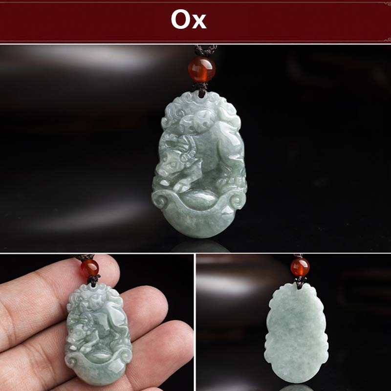 Buddha Stones天然翡翠12星座成功ペンダントネックレス - image 8
