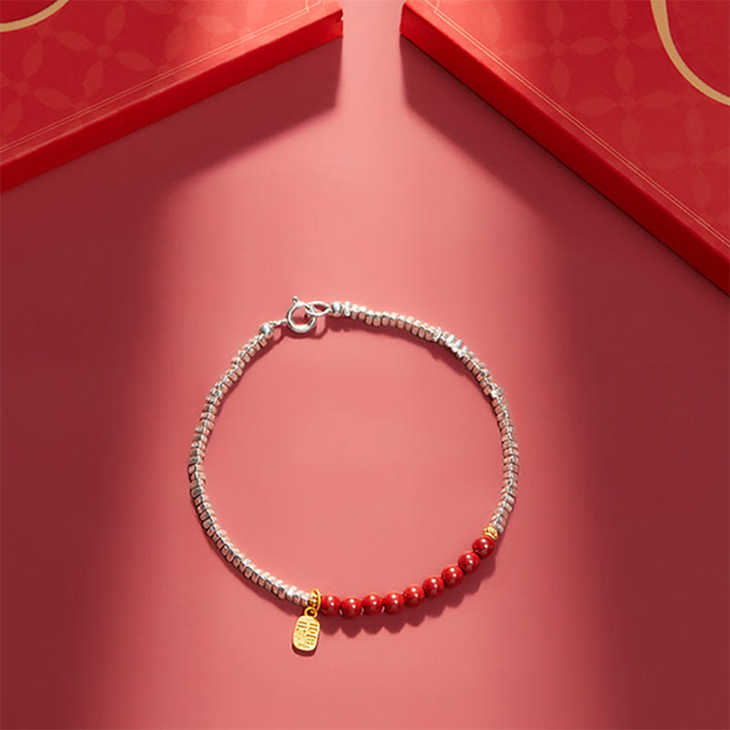 Buddha Stones925 スターリングシルバー 辰砂 フーキャラクター 祝福ブレスレット