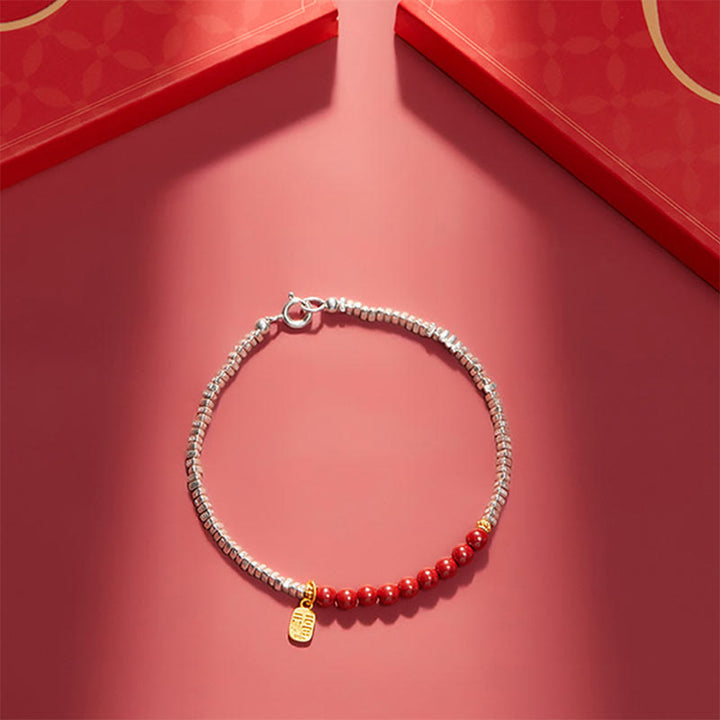 Buddha Stones925 スターリングシルバー 辰砂 フーキャラクター 祝福ブレスレット