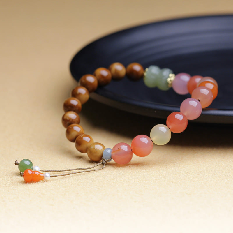 Buddha Stonesクカシード 燕元瑪瑙 和田翡翠 富貴守護ブレスレット