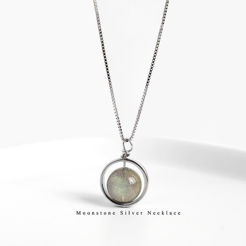 Buddha Stones 925スターリングシルバー ムーンストーン ラブプラネット 回転パターンネックレスペンダント - image 9